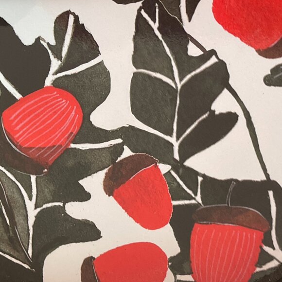 Decorative Serving Tray--stunning pattern of Red-Black Acorns and Leaves - Picture 8 of 16